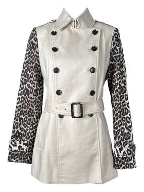 BANANA REPUBLIC Leopard Sleeve Trench Coat